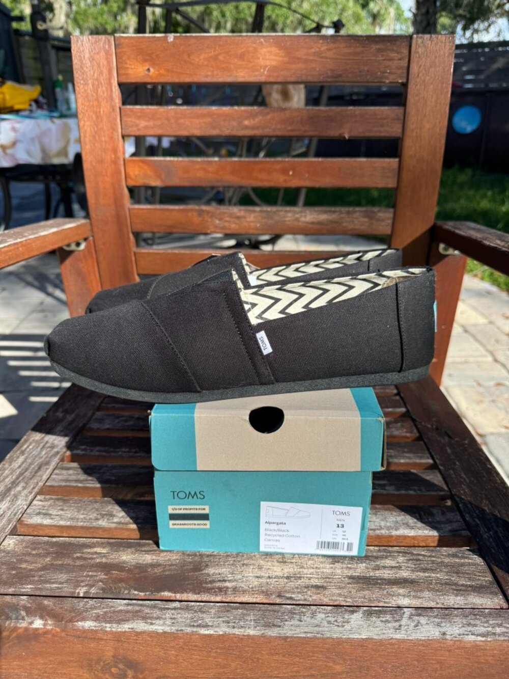 TOMS Mens Alpargata All Black Heritage Canvas Size 13 NIB
